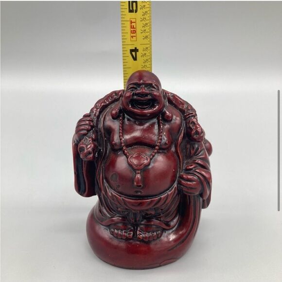 Vintage Red Resin Set 3 Laughing Buddha Collectible Figures Home Decor EUC - Picture 11 of 12
